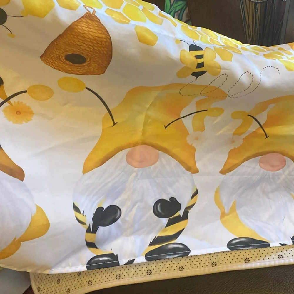 Sunflower fall gnomes bathroom set Shower curtain, window valance bath rug